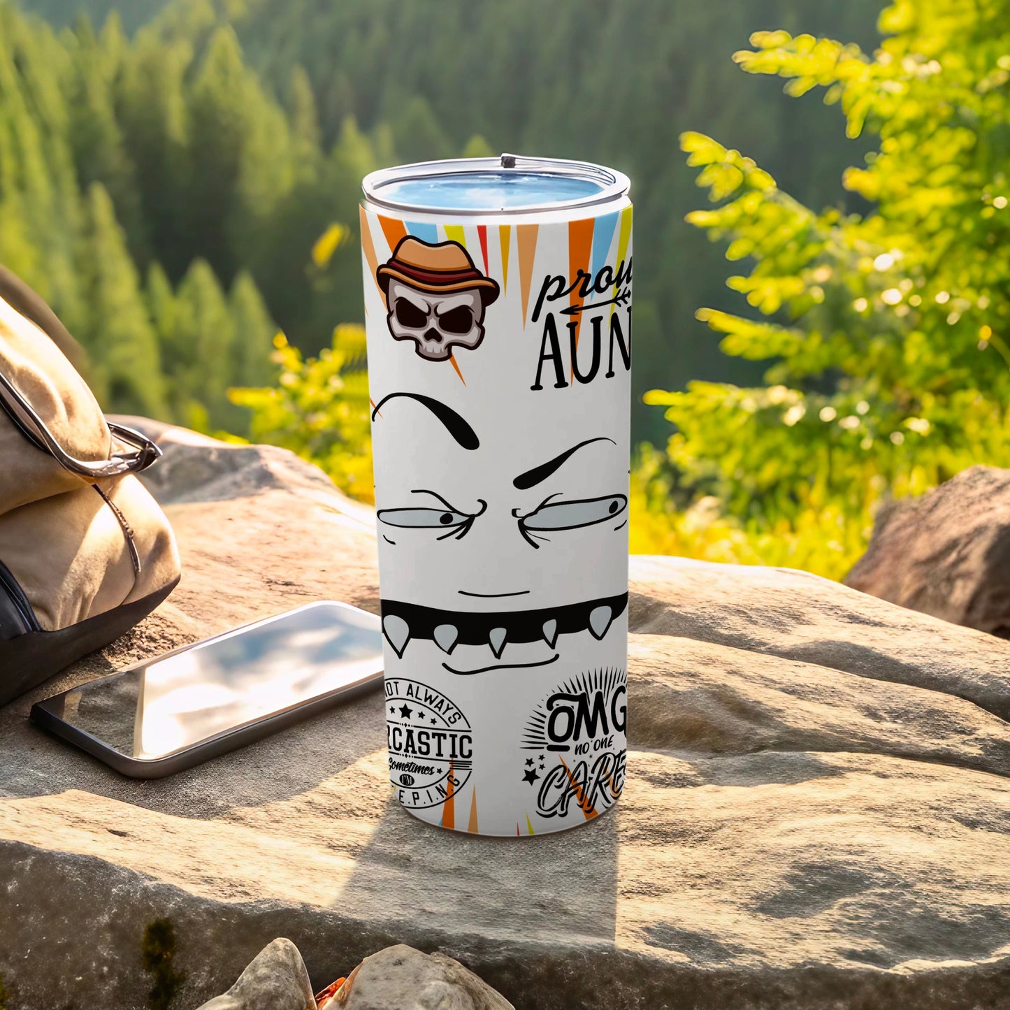 Colorful Skull Design Proud Aunt OMG Sarcastic Cup