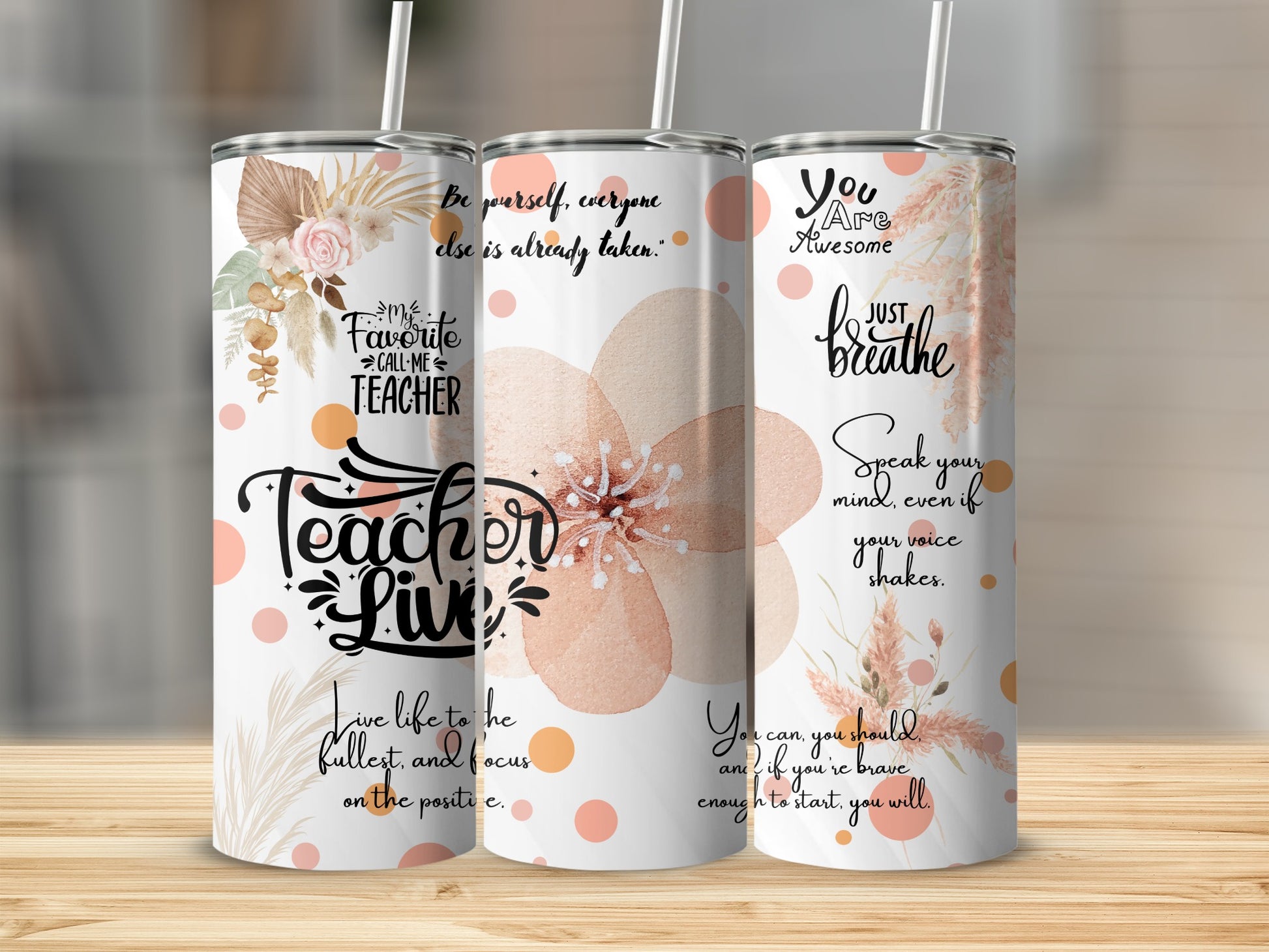 Motivational Teacher Life Insulated Tumblers with Quotes