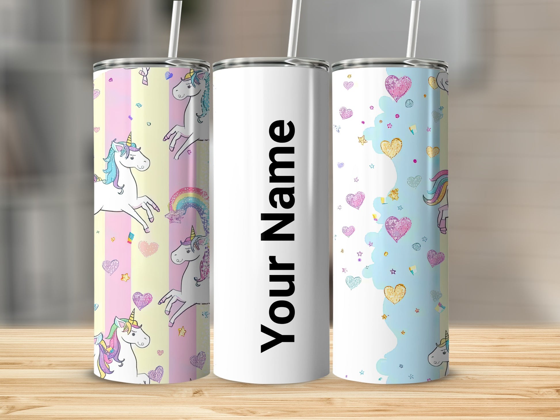 Cute Unicorn Personalized Tumbler with Straw