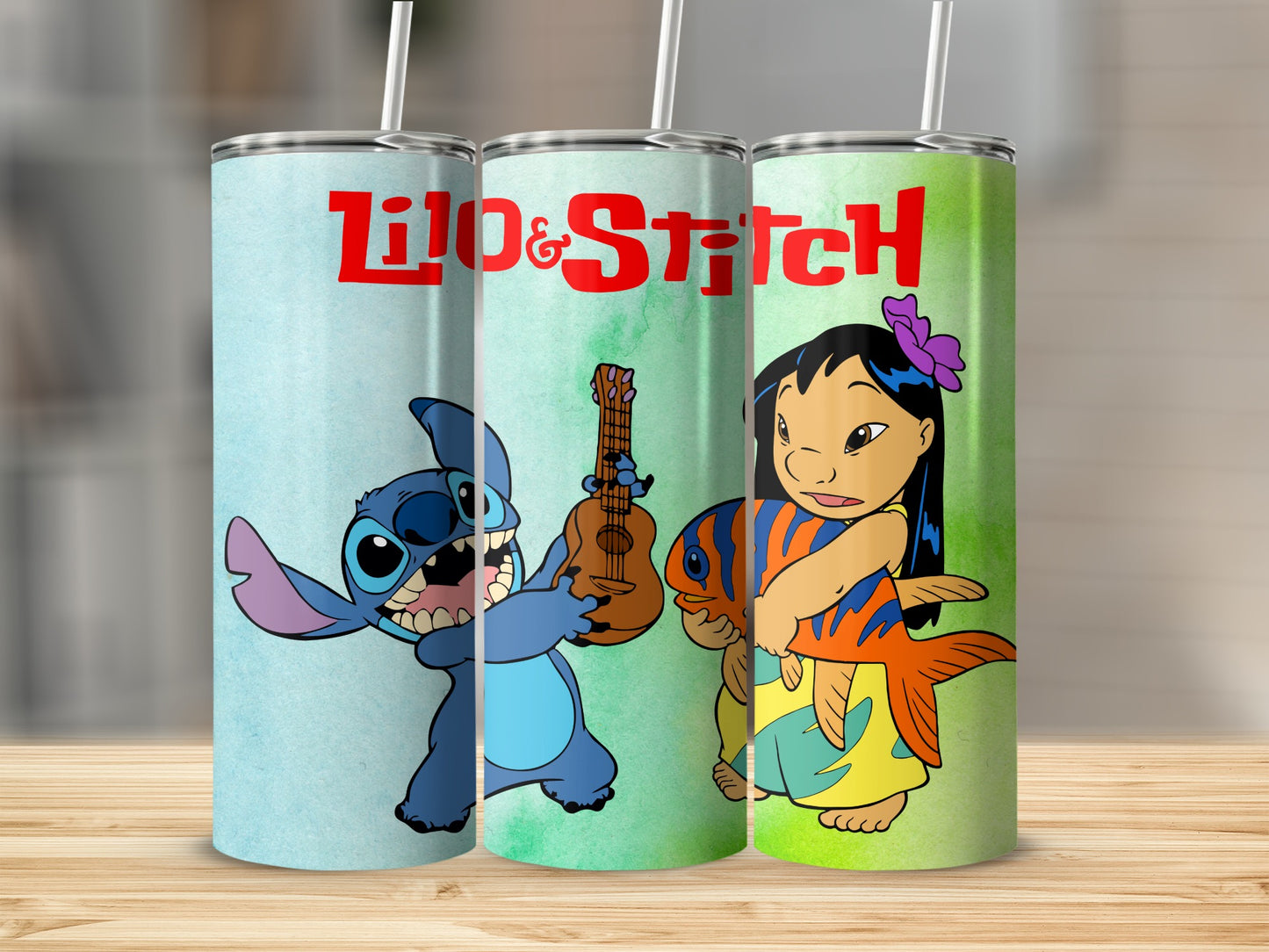 Lilo and Stitch Themed Tumblers Animated Movie Art Cups