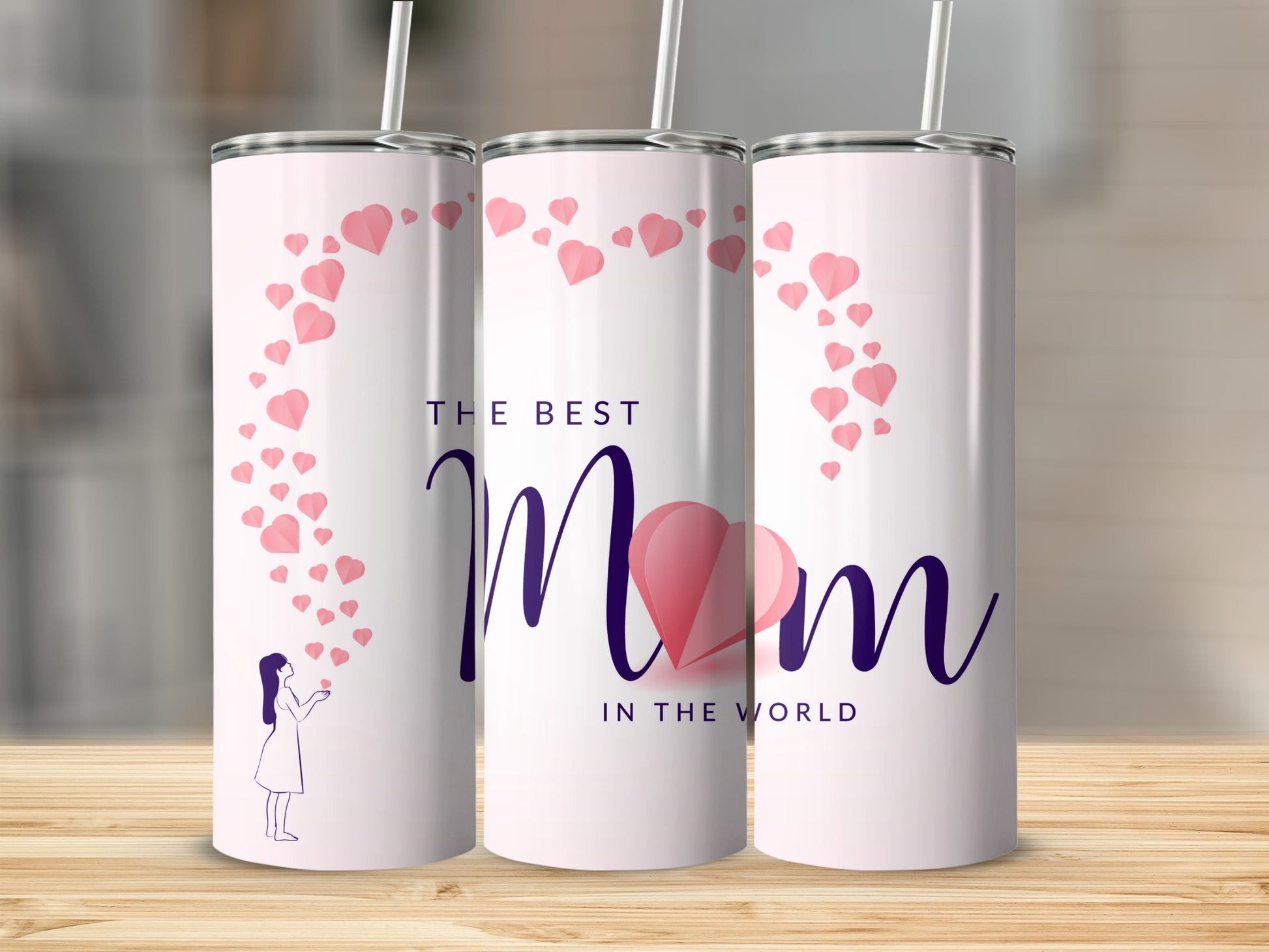 The Best Mom In The World Heart Design Tumbler