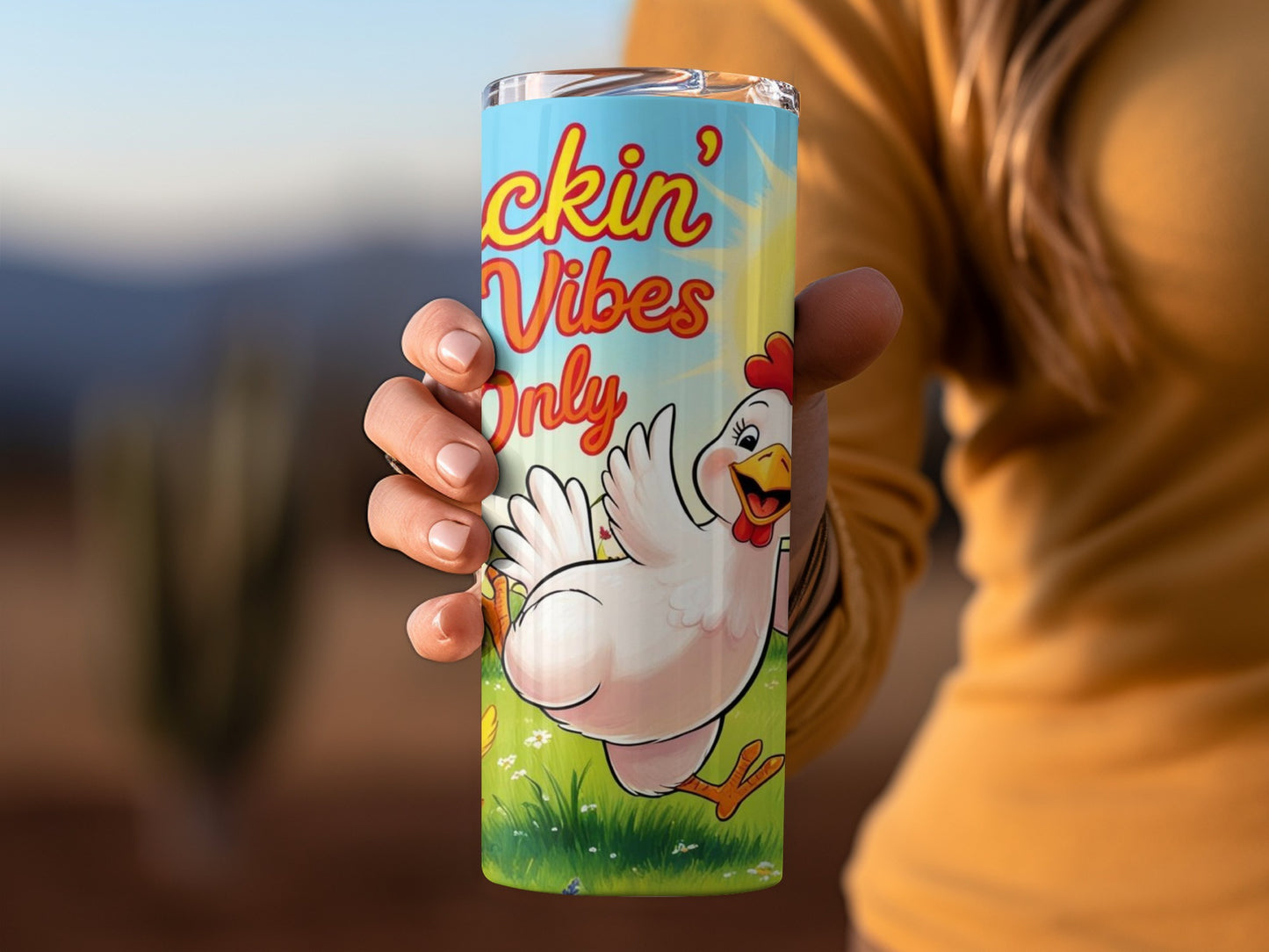 Cluckin' Vibes Only Chicken Design Travel Tumbler