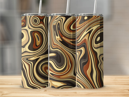 Flowing Abstract Design Warm Tones Swirl Pattern Tumblers