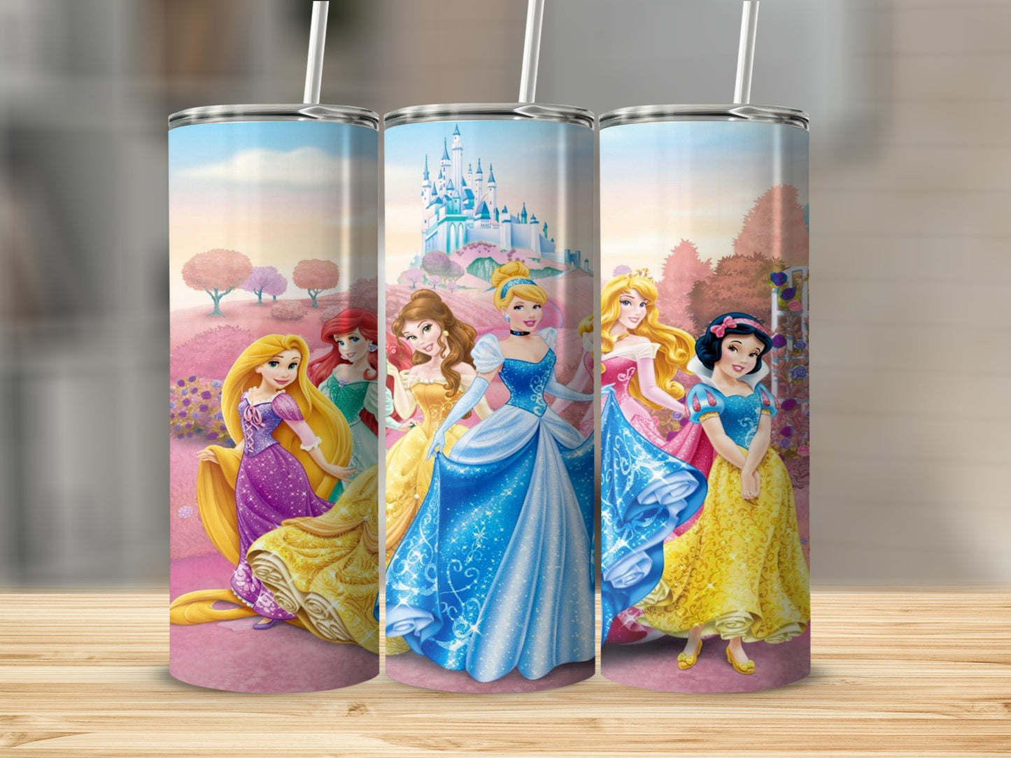 Disney Princesses Themed Insulated Tumbler with Straw
