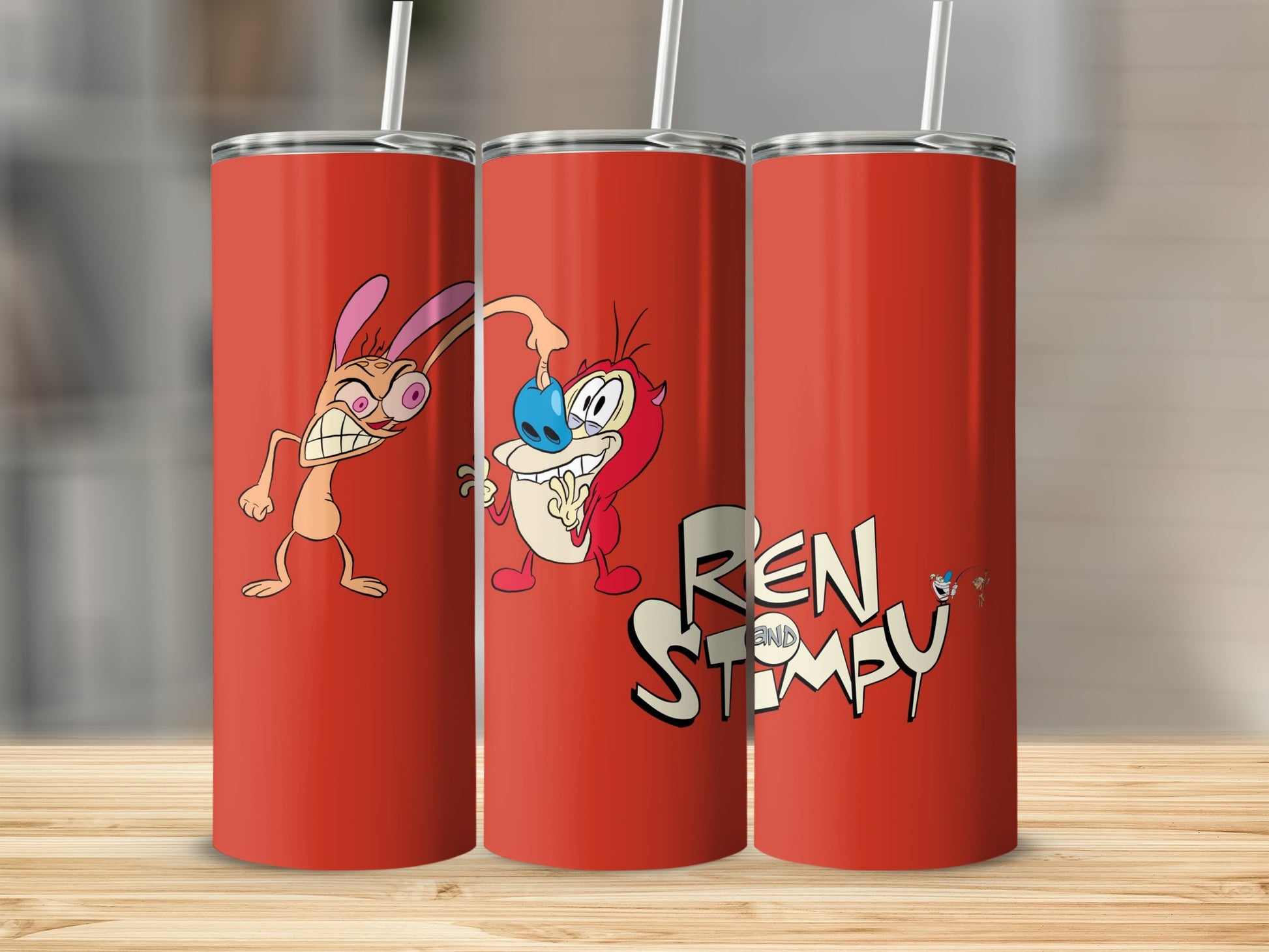 Ren and Stimpy Characters Design Red Tumbler