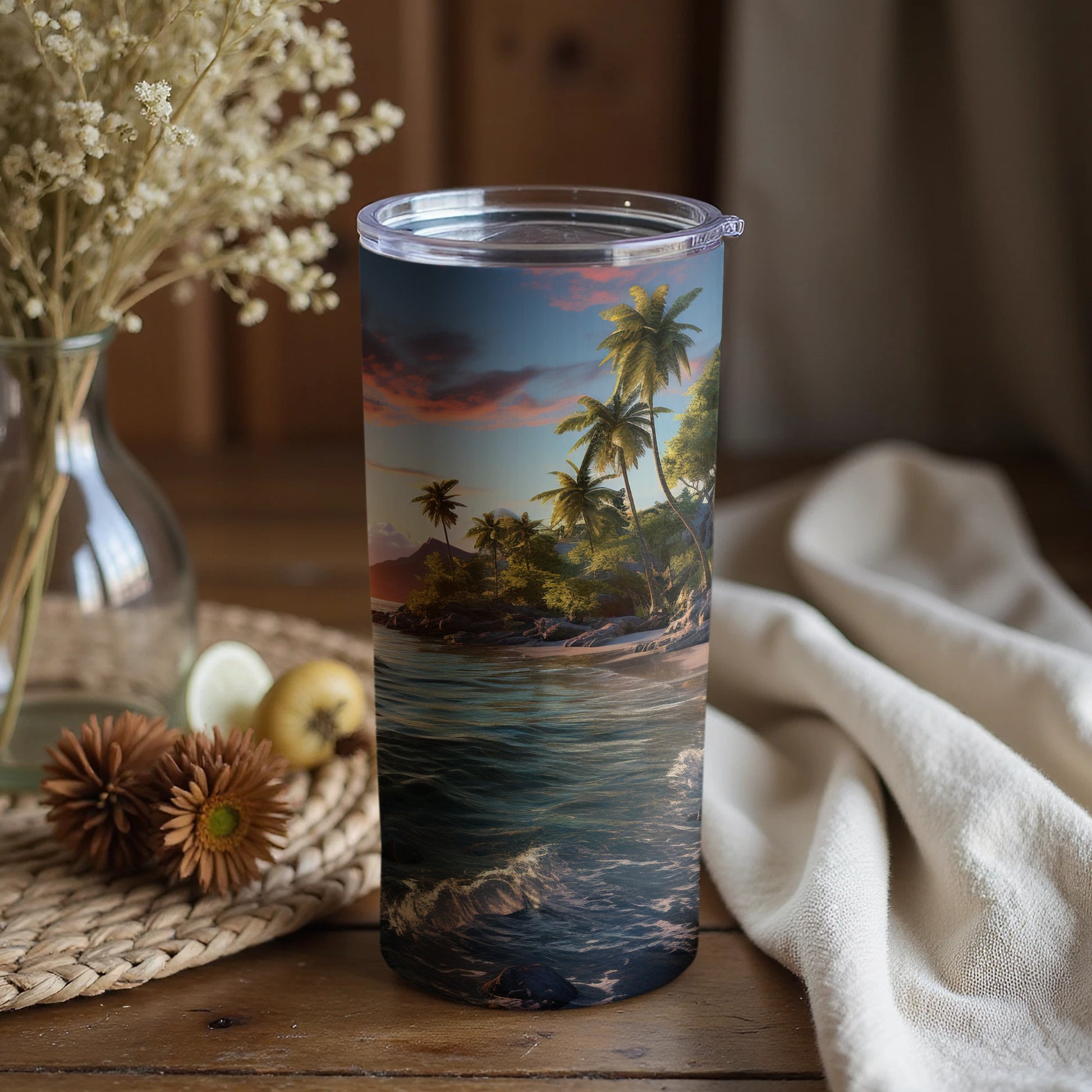 Scenic Tropical Beach Sunset Design Insulated Tumbler