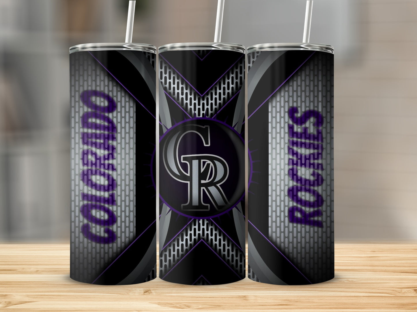 Colorado Rockies Logo On Metal and Black Design Tumblers