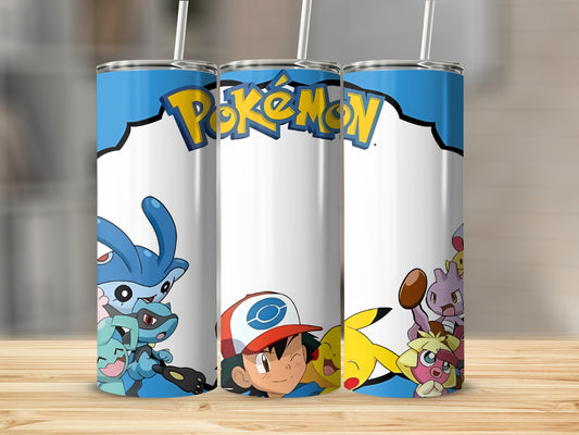 Pokemon Design Tall Cup with Straw Tumbler Flask