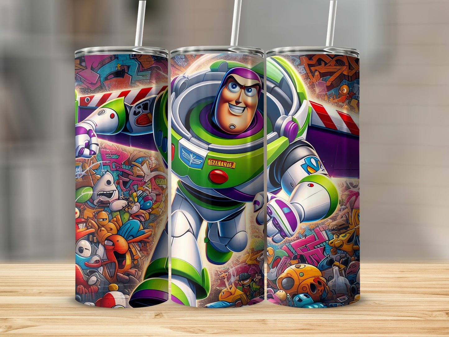 Vibrant and Colorful Buzz Lightyear Themed Tumbler