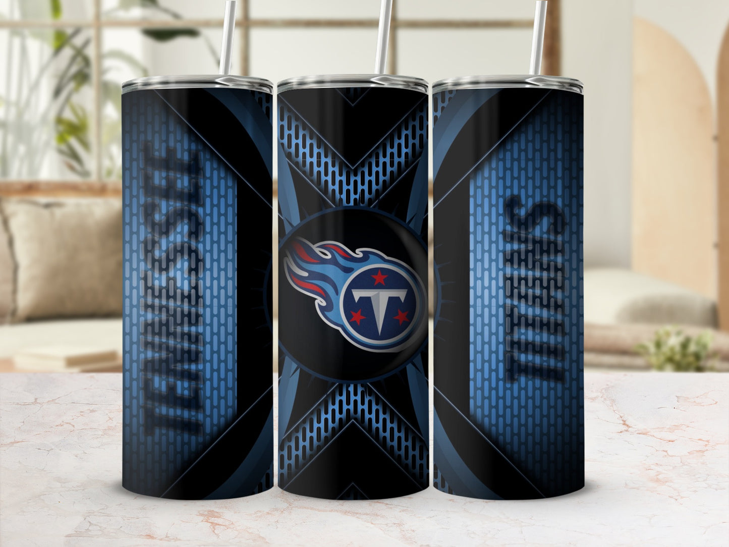 Tennessee Titans Logo In Blue Metal Tumblers