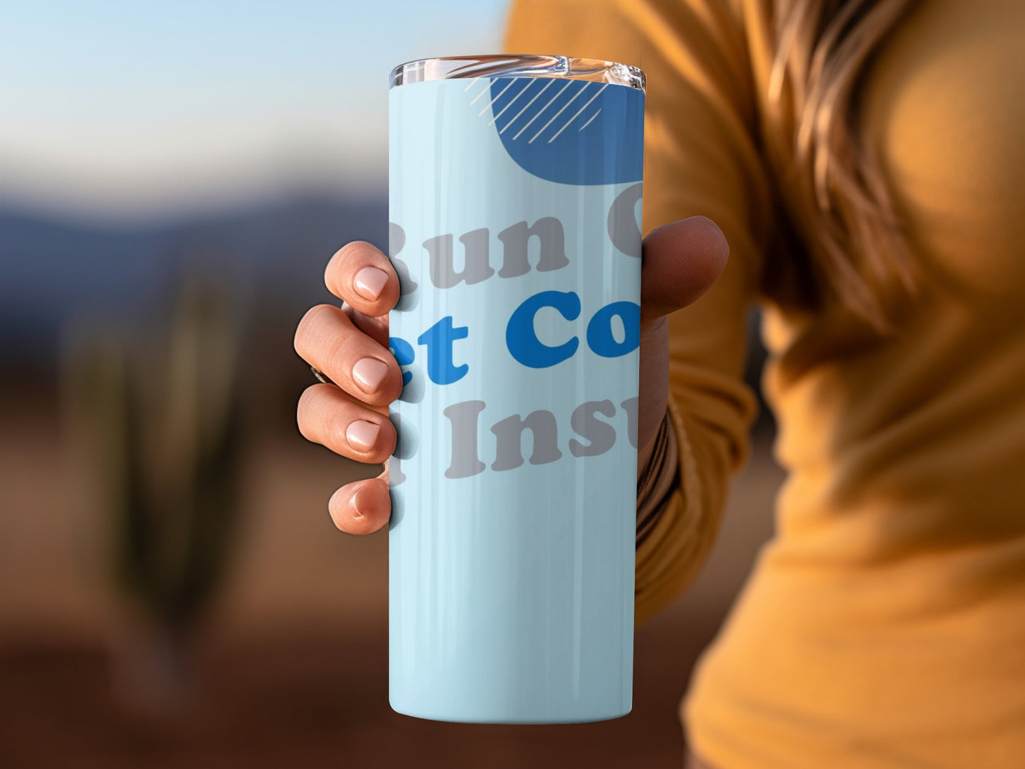 Blue Run On Insulated Tumbler for Hot and Cold Drinks