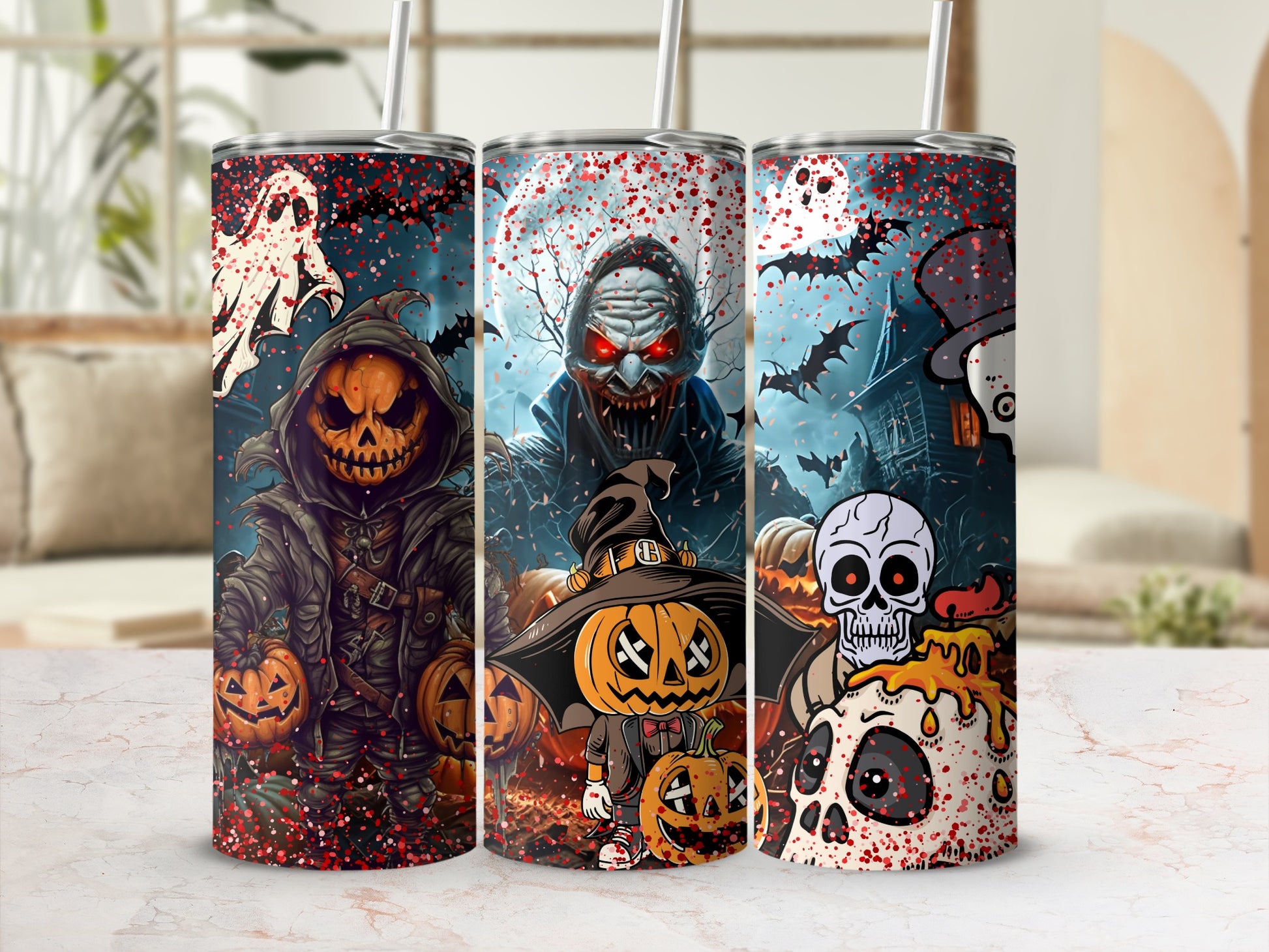 Spooky Halloween Characters Insulated Tumbler Cup