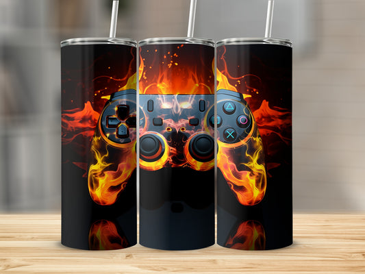Flaming Video Game Controller Themed Tumbler Product