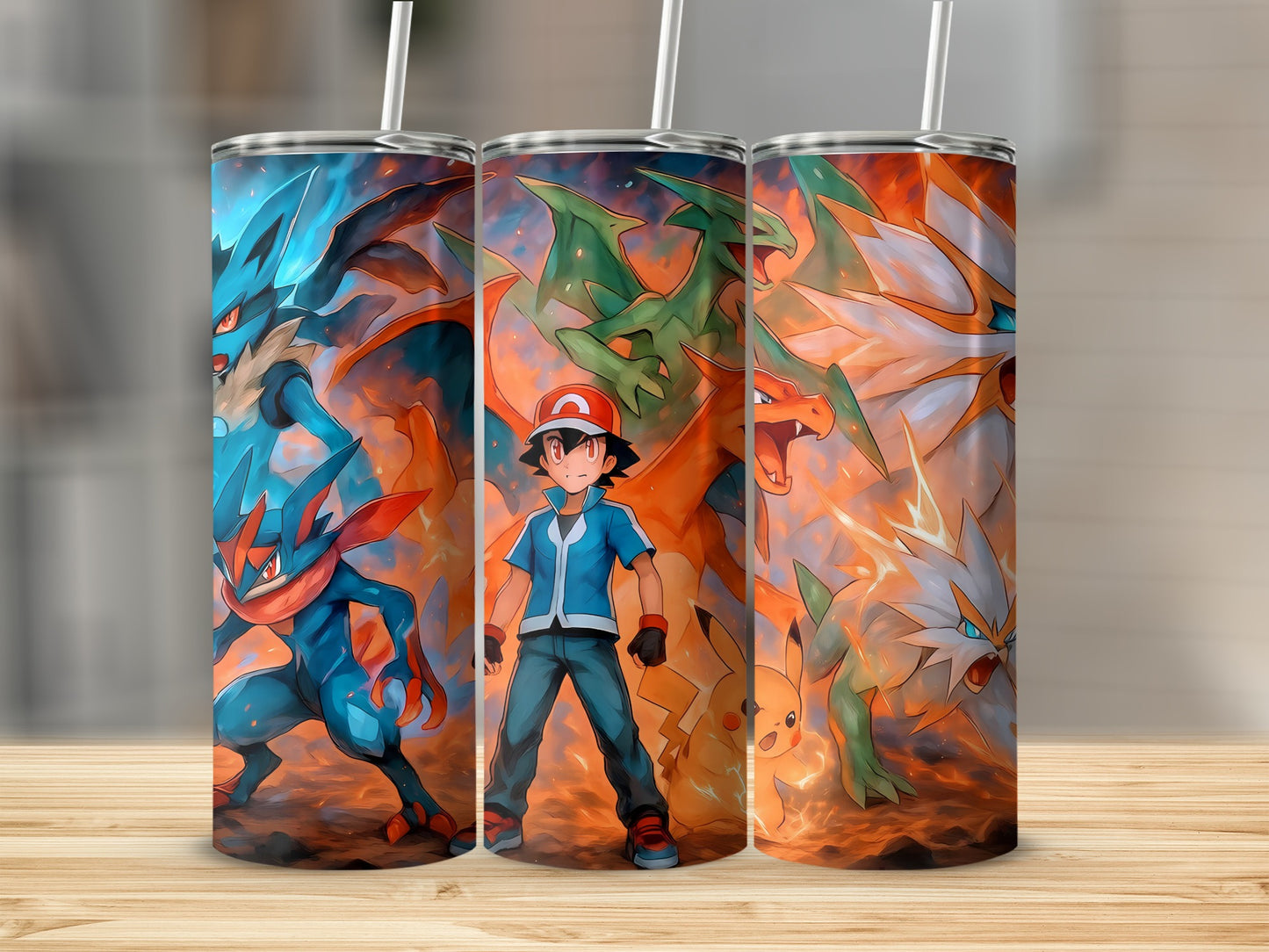 Pokemon Themed Tumbler with Iconic Characters Artwork