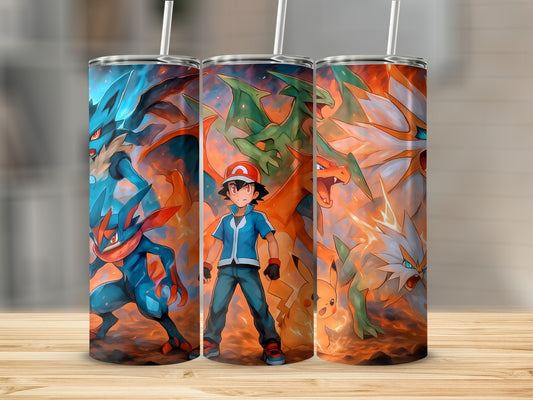 Pokemon Themed Tumbler with Iconic Characters Artwork