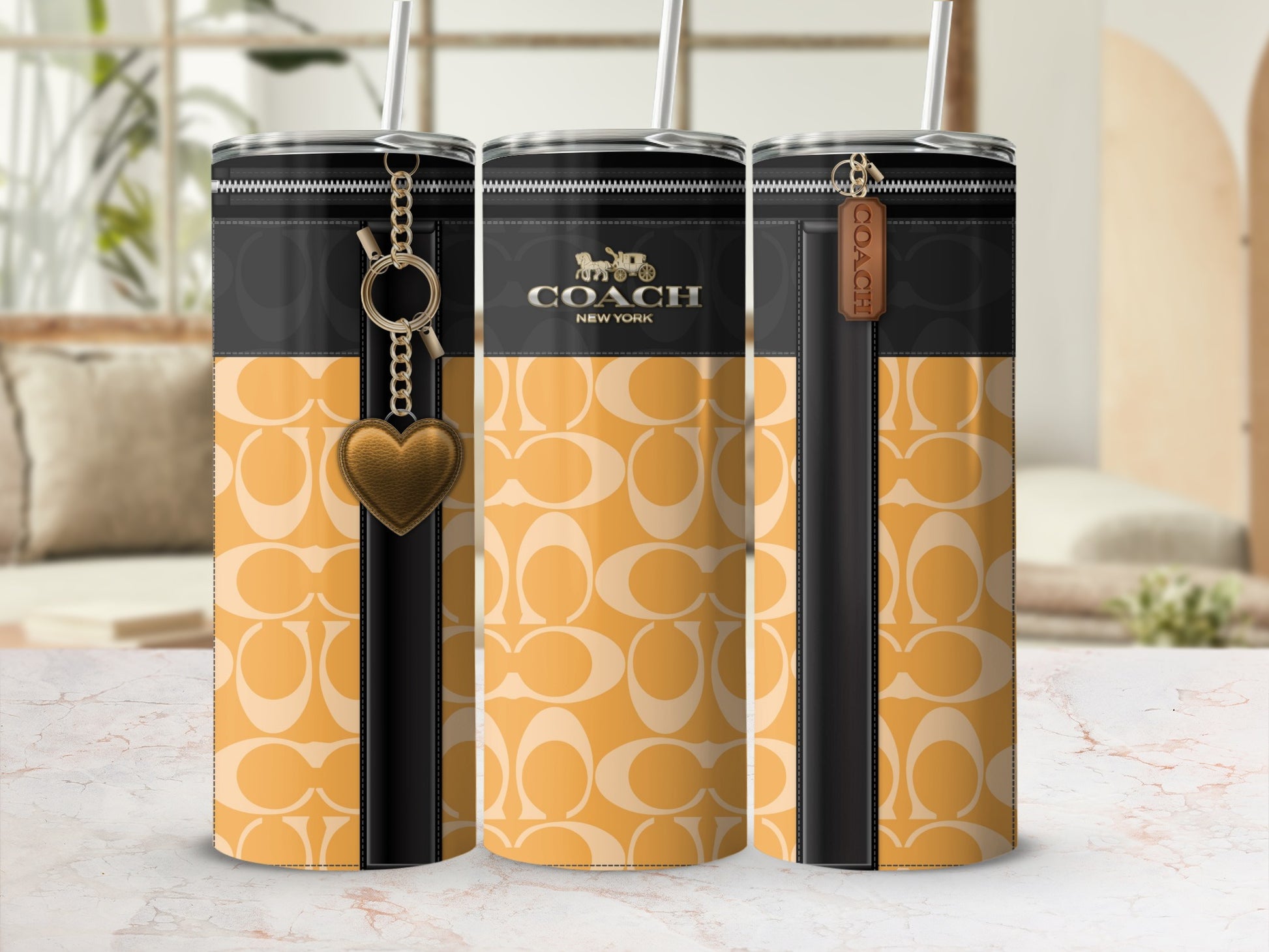 Stylish Coach New York Branded Tumbler with Charm