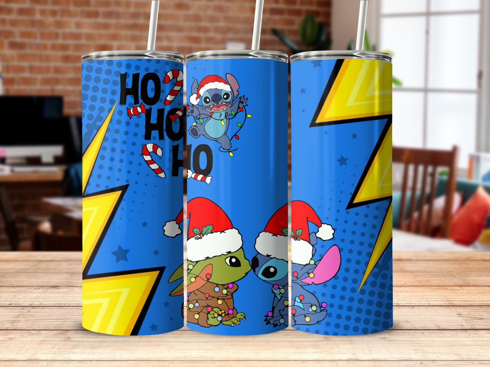 Funny Christmas Santa and Reindeer Themed Tumbler