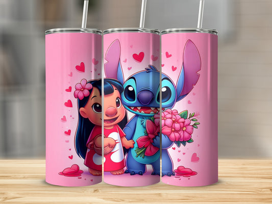 Adorable Lilo and Stitch Valentine's Day Tumbler