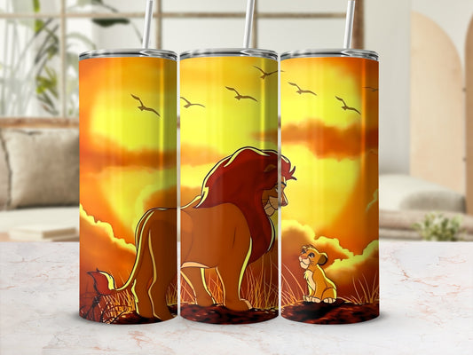 Lion and Cub Sunset Scene Insulated Tumbler