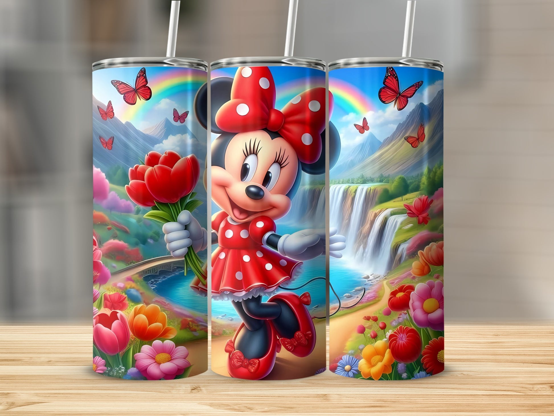 Colorful Cartoon Character with Flowers Tumbler Product