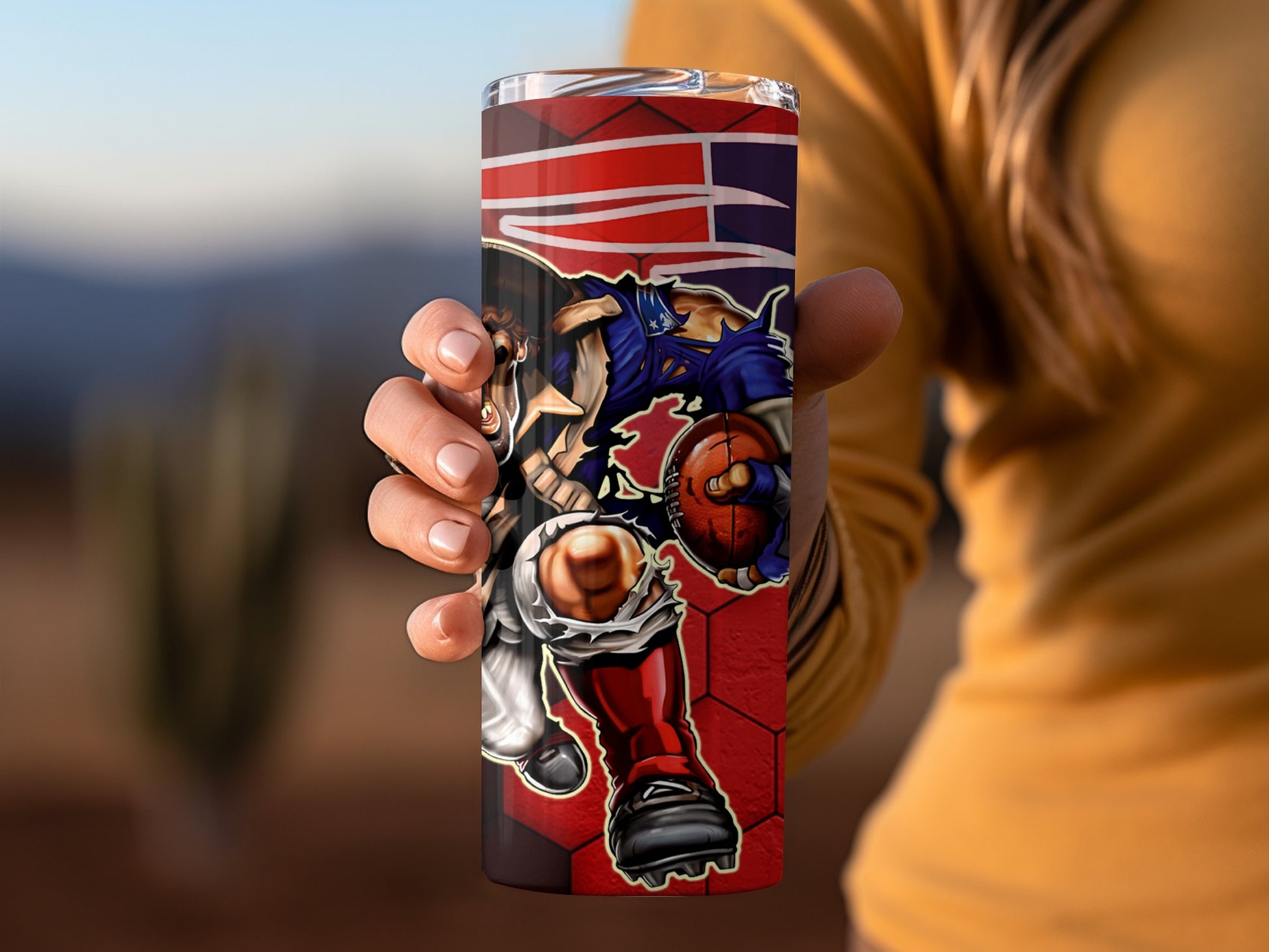 Football Anime Character Art on Red and Purple Tumbler