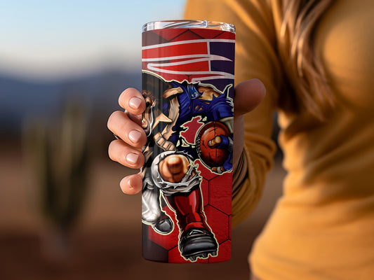 Football Anime Character Art on Red and Purple Tumbler