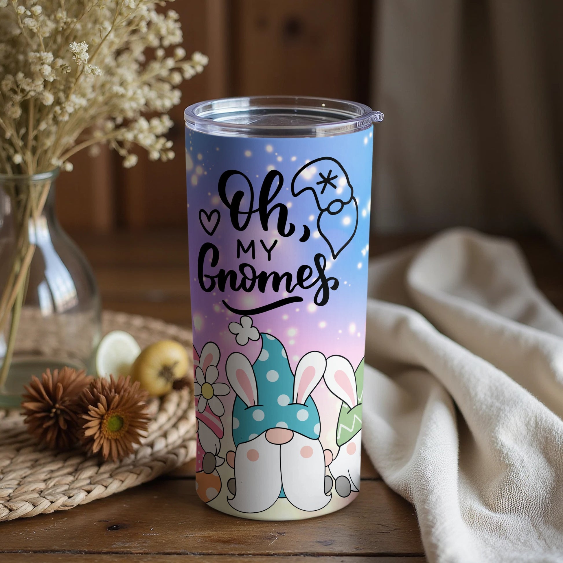 Oh My Gnomes Tumbler with Cute Colorful Design