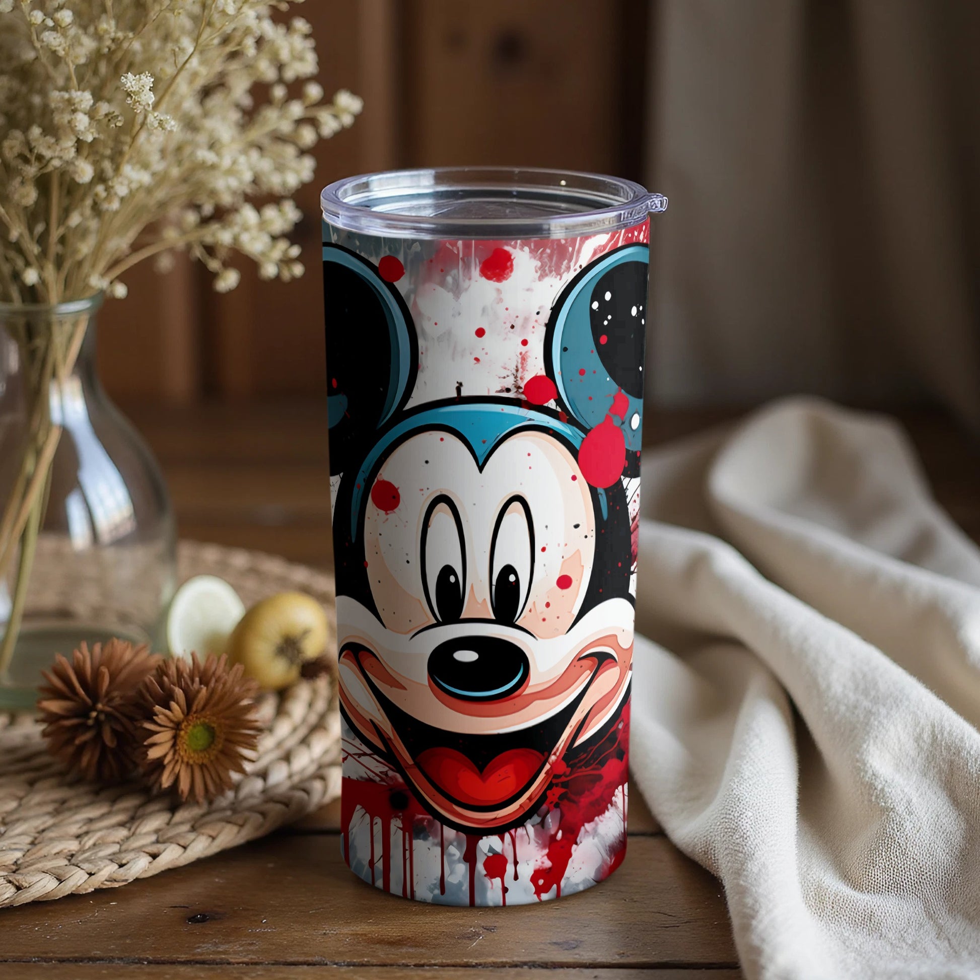 Vibrant Mickey Mouse Tumbler with Artistic Design