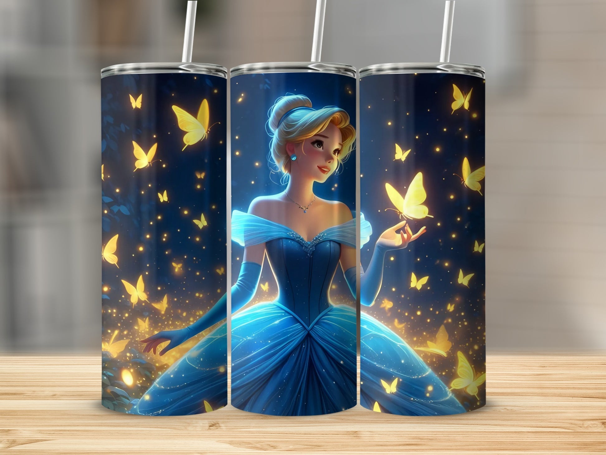 Cinderella with Magical Butterflies Tumbler Cup