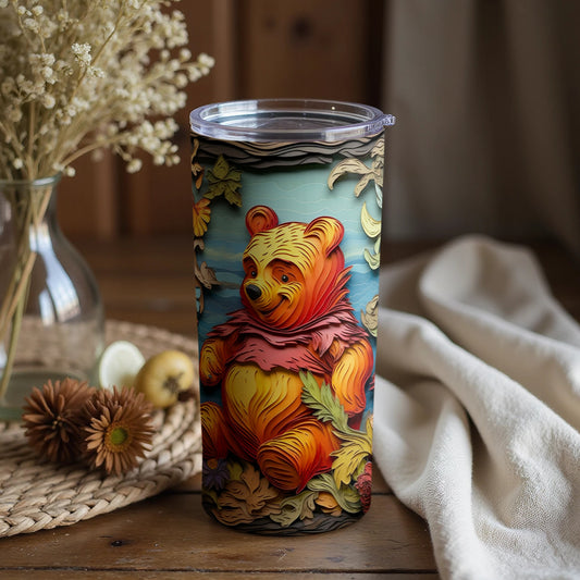 Cute Bear Tumbler with Intricate Artistic Design
