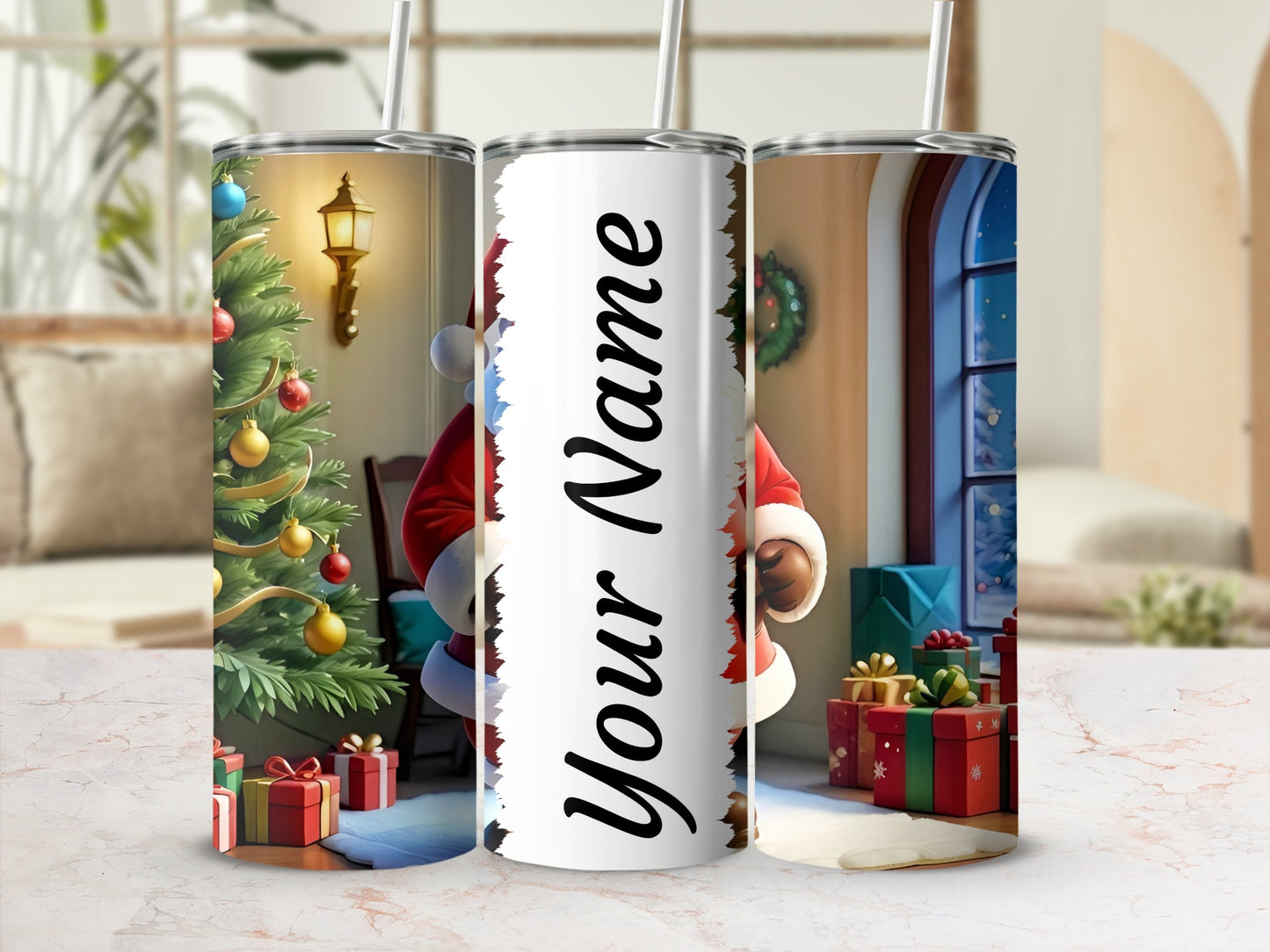 Personalized Christmas Santa Claus Scene Tumbler