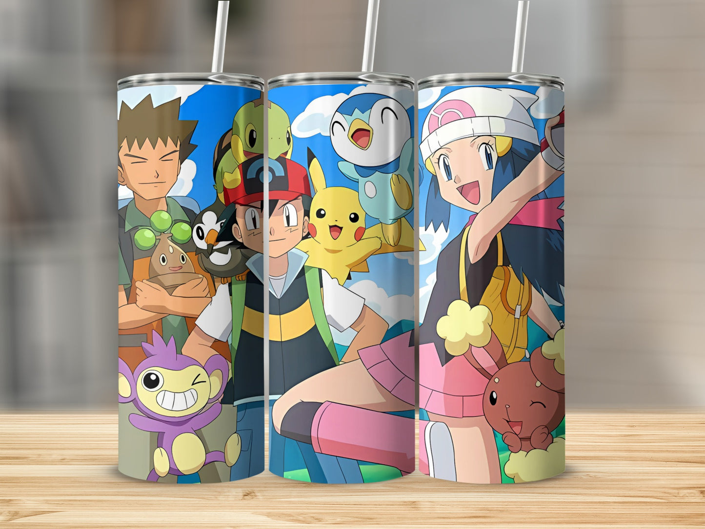 Colorful Anime Character Print Insulated Tumbler with Straw