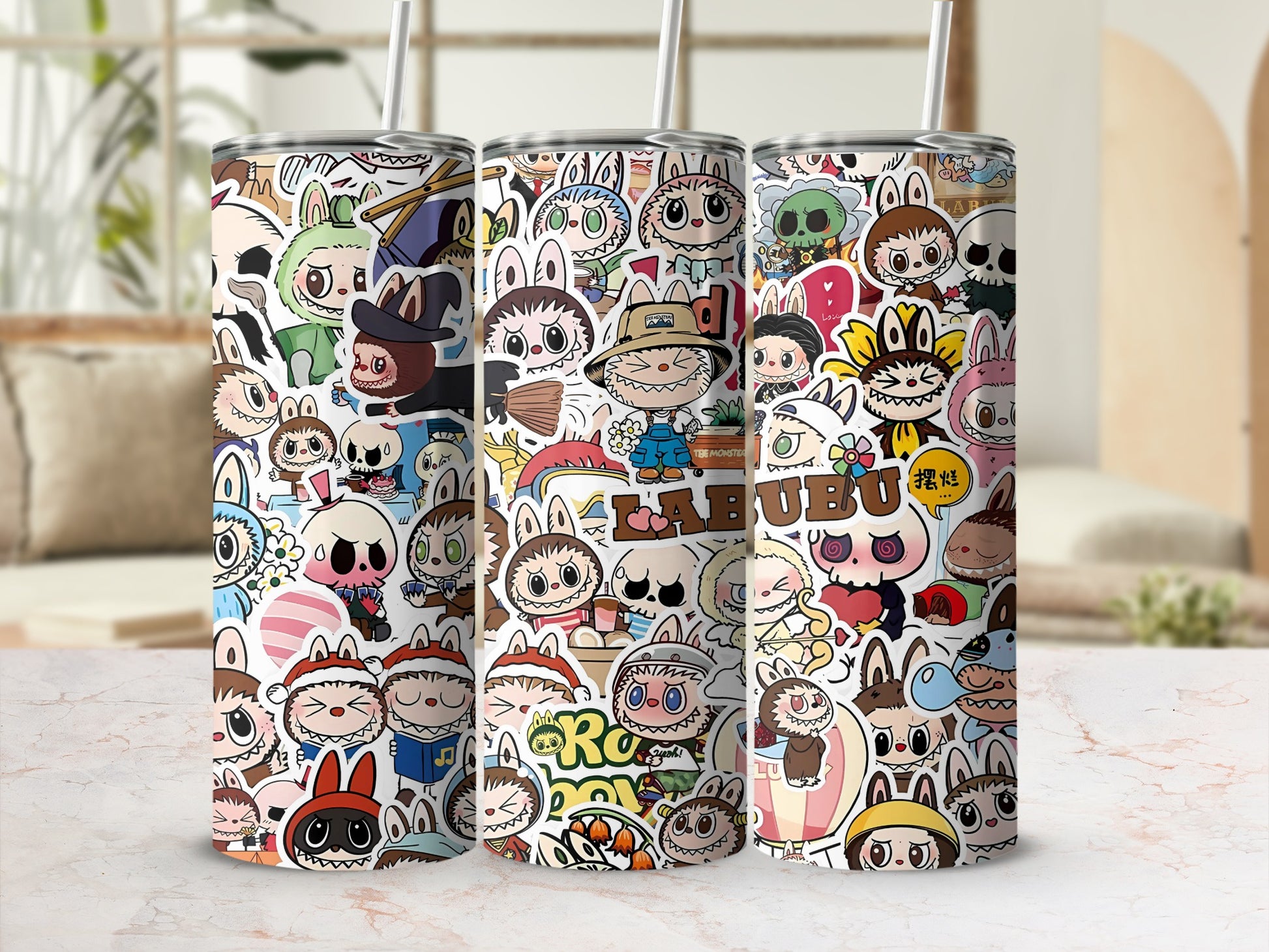 Cute Cartoon Characters Pattern on Tumbler Drinkware