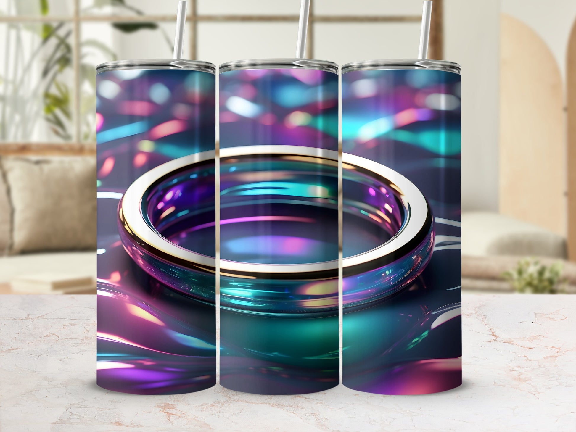 Iridescent Ring Abstract Vibrant Tumbler product type