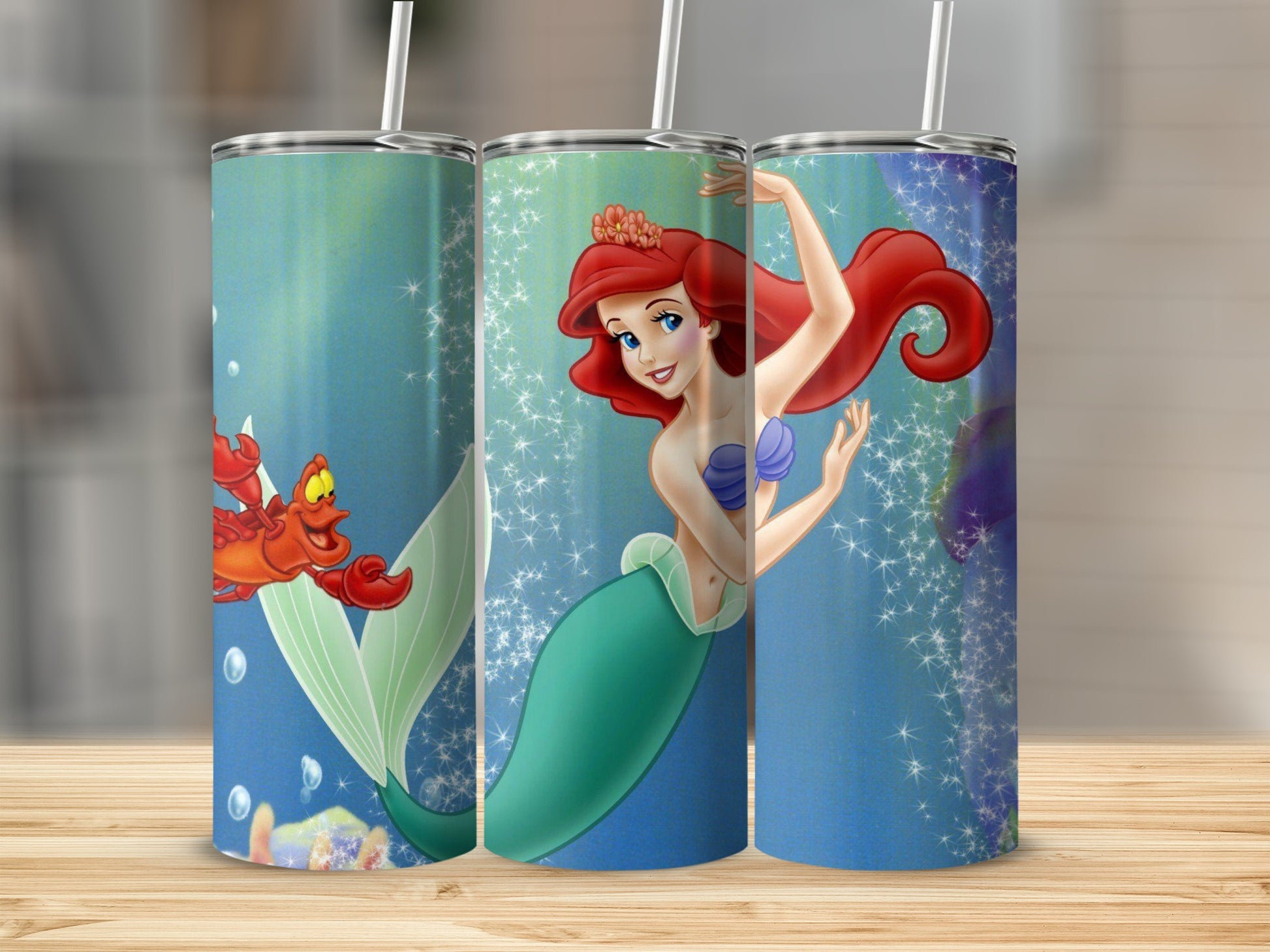 Little Mermaid Ariel and Sebastian Tumbler Cup