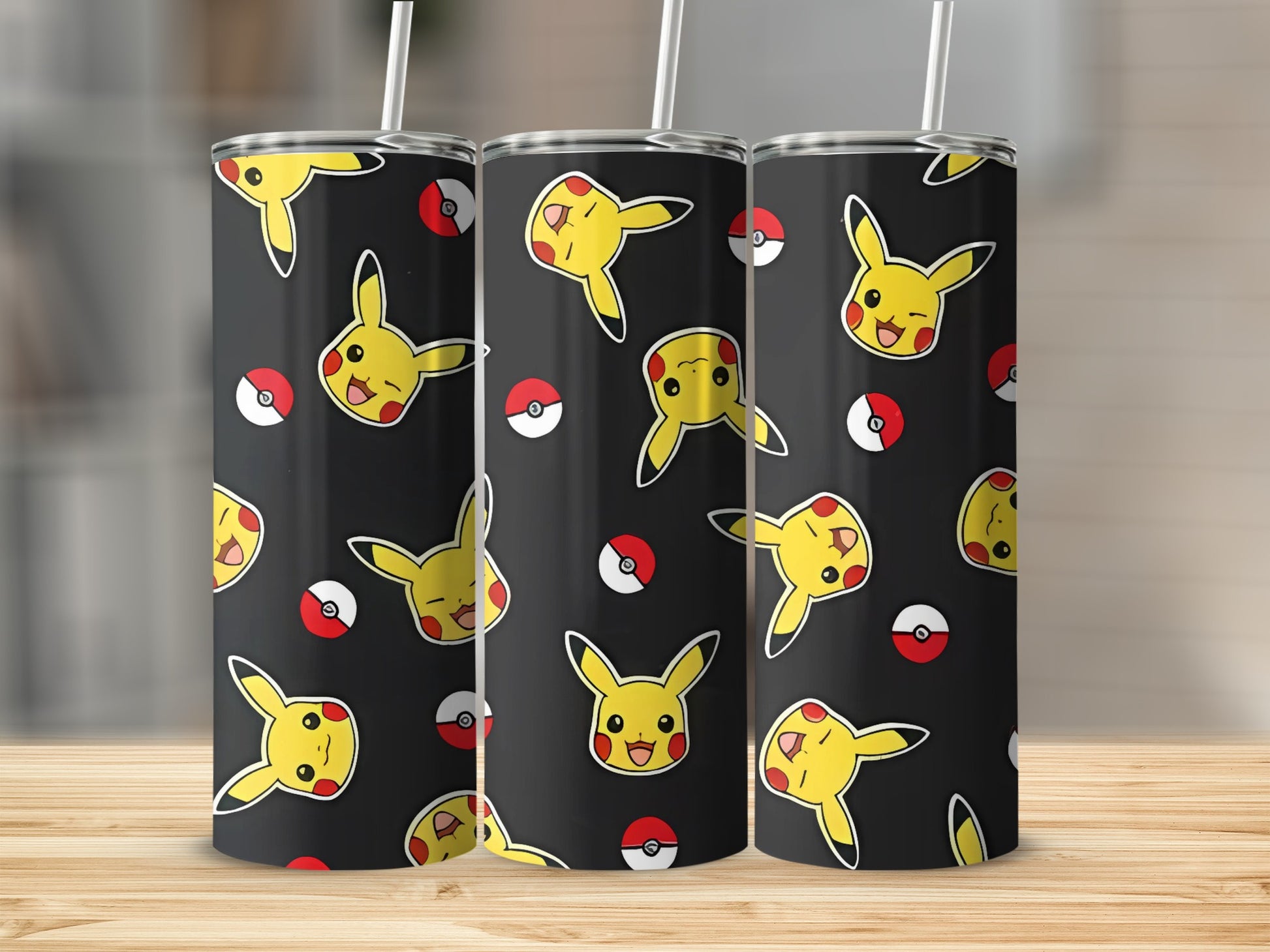 Pikachu and Pokeball Pattern Tumbler Cup