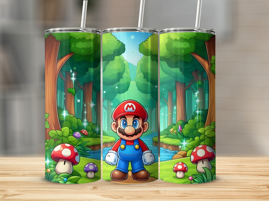 Mario in Enchanted Forest Tumbler with Mushroom Scene