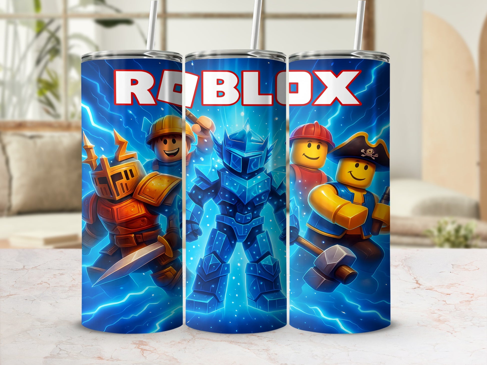 Roblox Knight and Pirate Themed Tumbler Cups