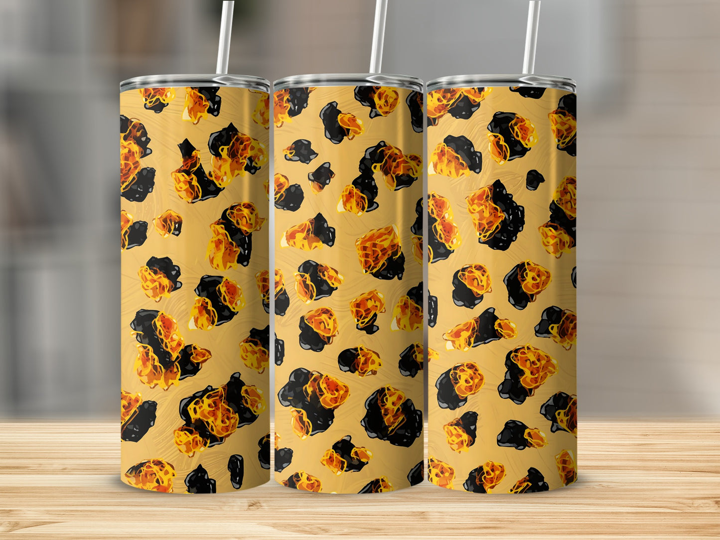 Yellow and Black Leopard Print Pattern Tumbler product