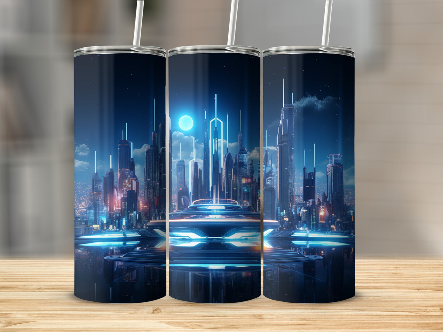 Futuristic Cityscape Insulated Tumbler Travel Mug