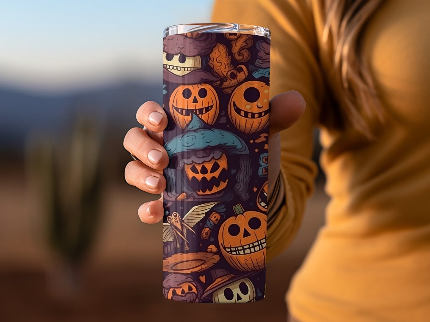 Halloween Pumpkin Design Insulated Tumbler Flask Cup