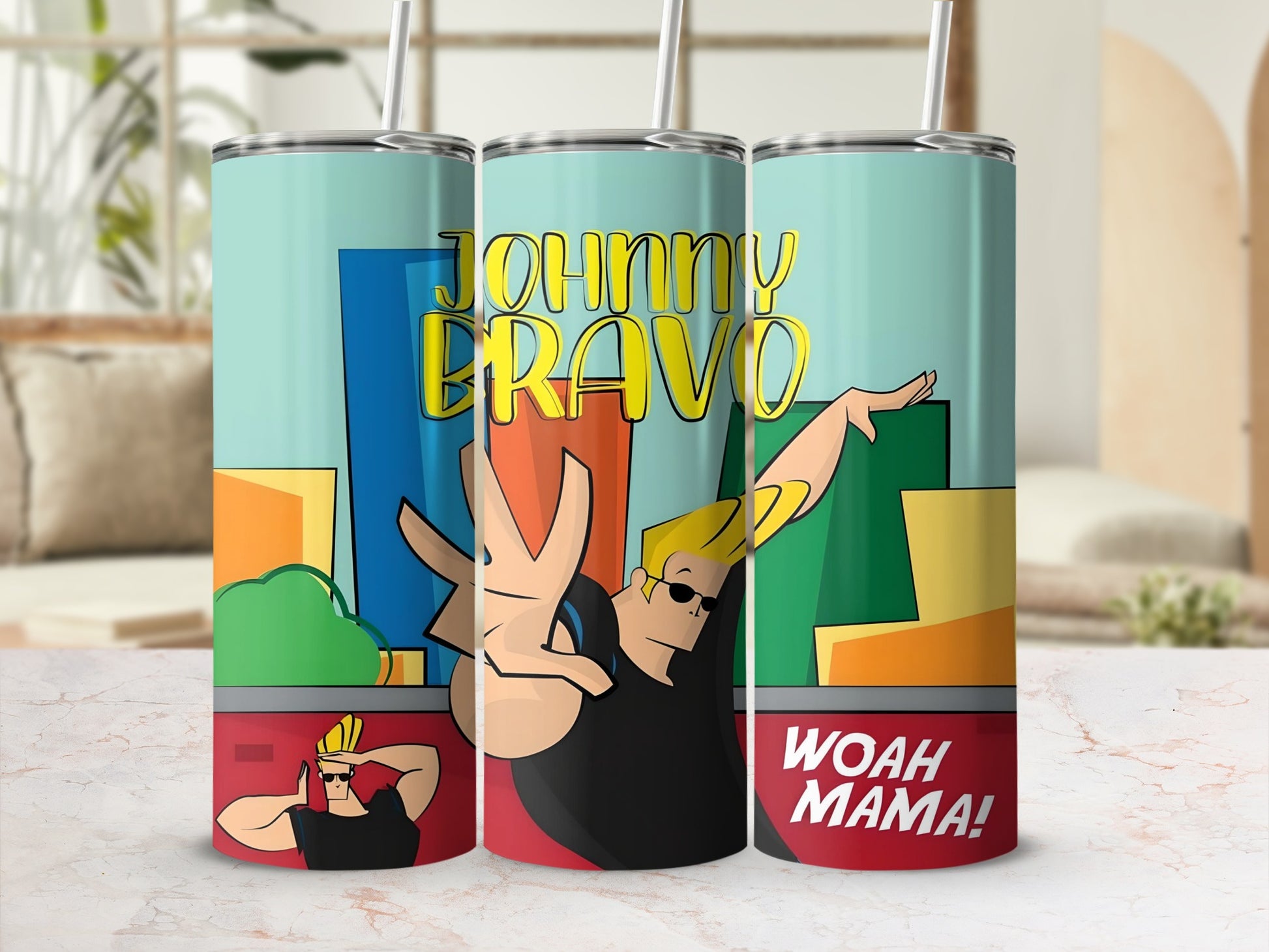 Johnny Bravo Woah Mama Cartoon Tumbler