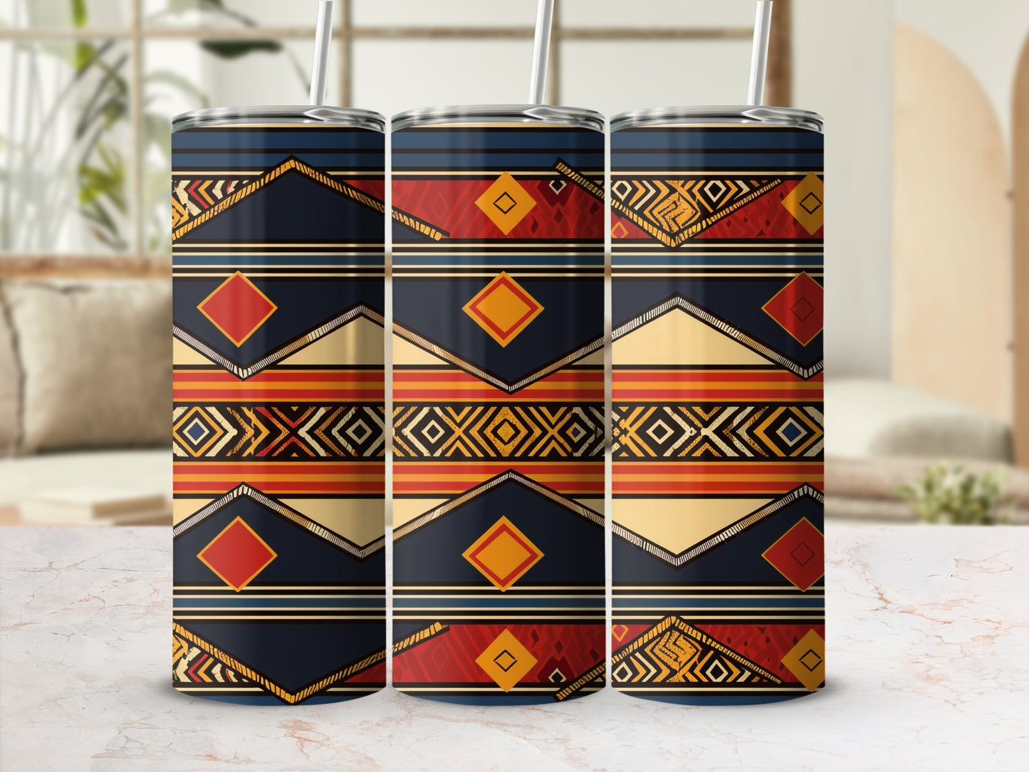 Tribal Geometric Design Insulated Tumbler Product