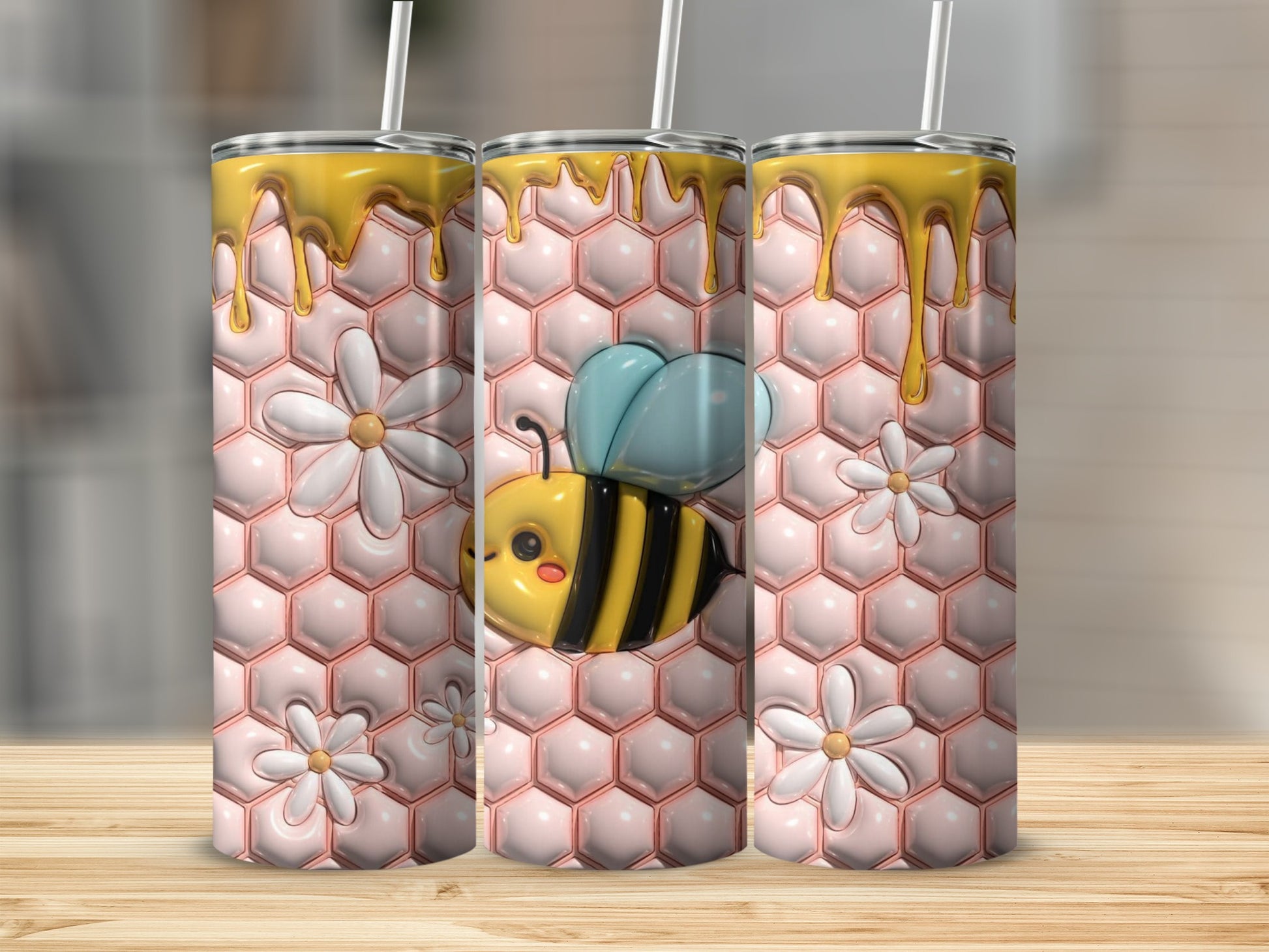 Cute Honeycomb Bee Daisy Tumbler Beverage product type