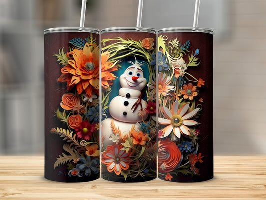 Floral Snowman Design Insulated Tumbler Product
