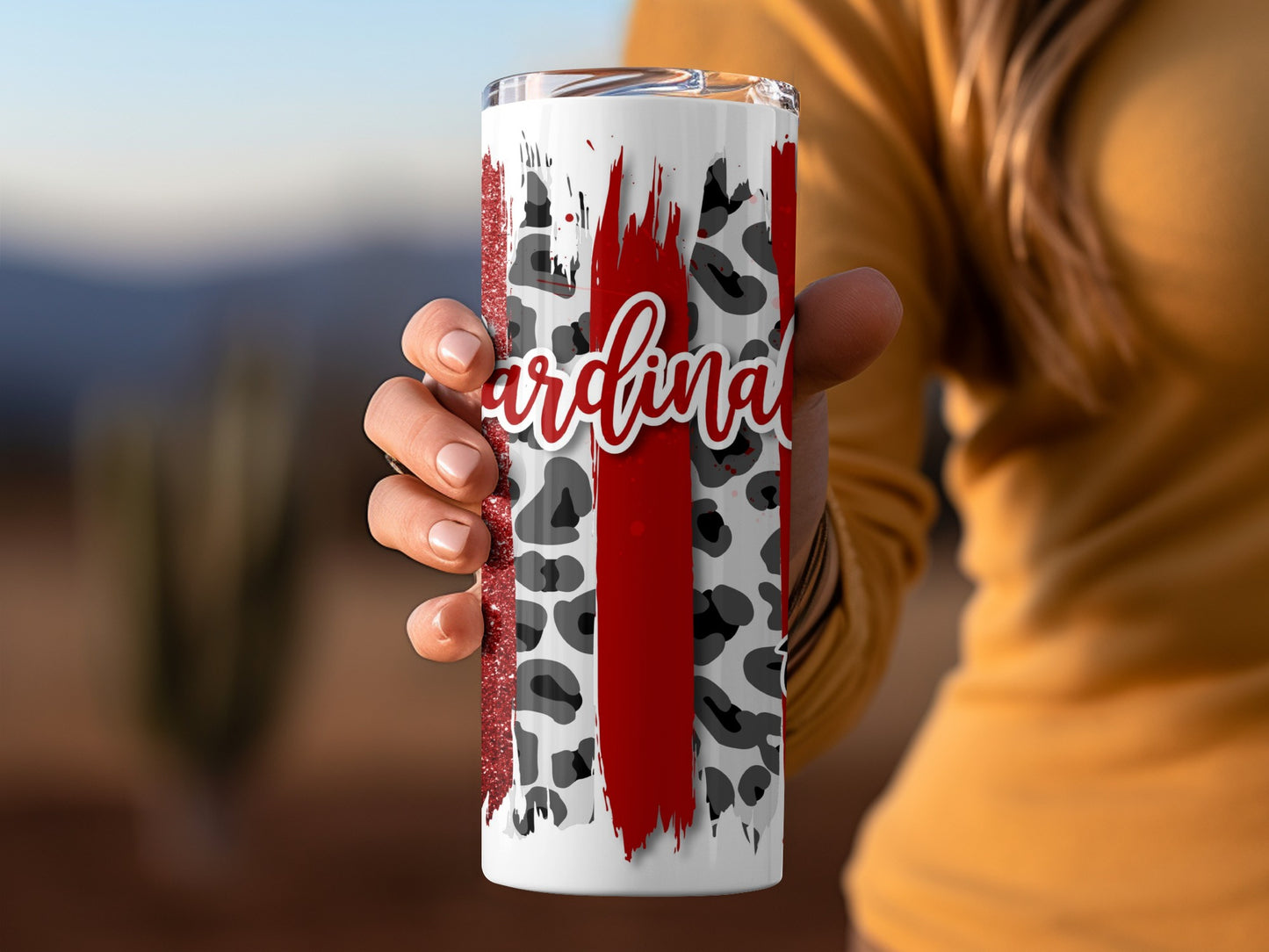 Cardinals Team Mascot School Red Black Leopard Tumblers