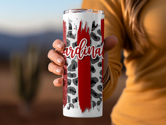 Cardinals Team Mascot School Red Black Leopard Tumblers