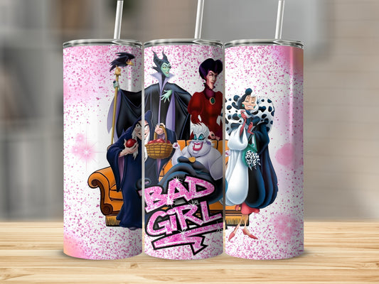 Bad Girl Villains Tall Pink Glitter Tumbler