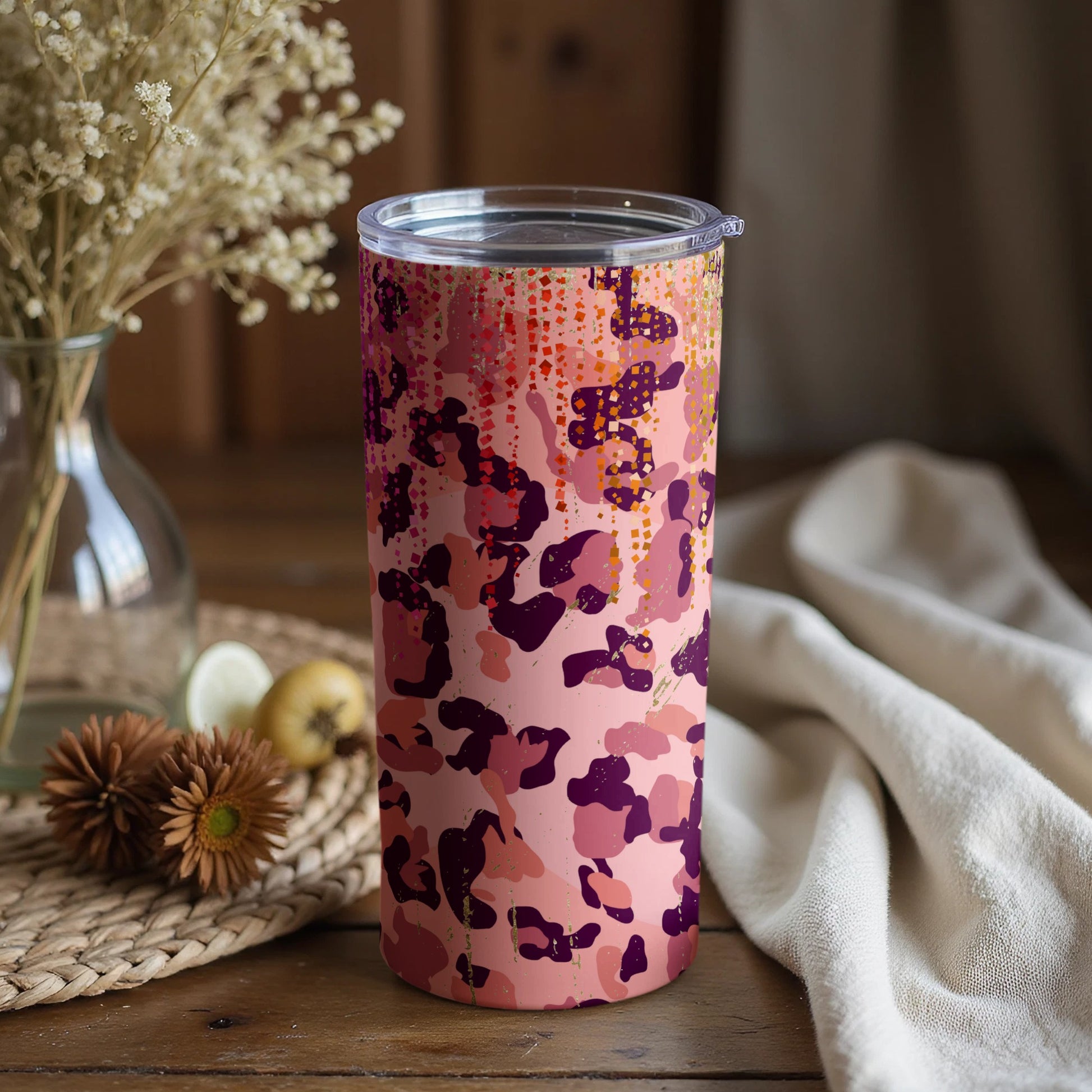 Vibrant Pink and Purple Abstract Design Tumbler