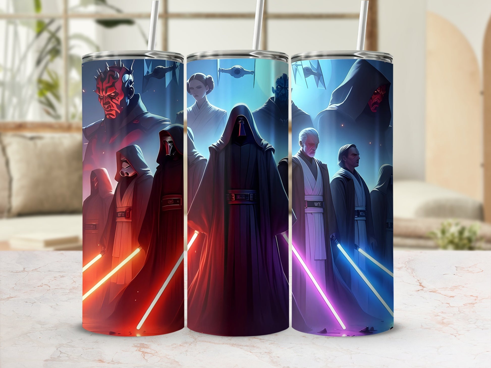 Star Wars Characters Lightsaber Battle Scene Tumbler product type